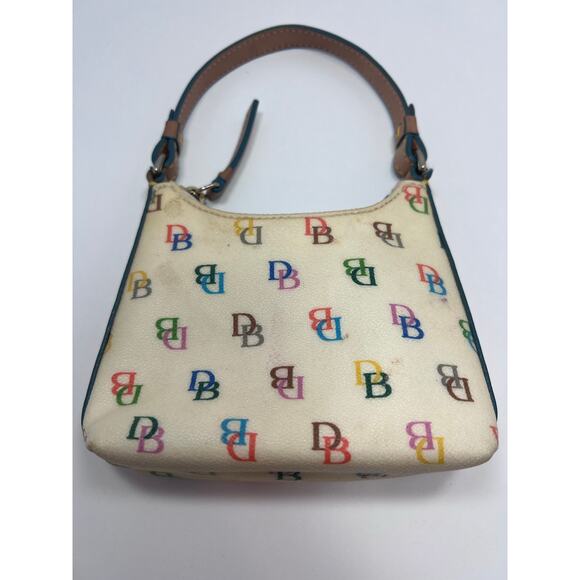 Dooney & Bourke Itsy Bitsy Ivory Multi-Color SIG Coated Canvas Zip MIni Handbag - Picture 4 of 14